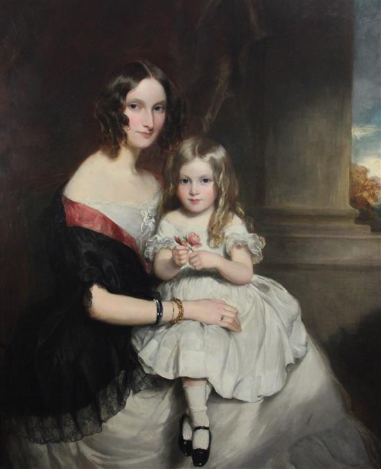 Sir Francis Grant P.R.A. (1803-1878) Portrait of Maria, Lady Lechmere and her daughter, Louisa, 49 x 39.5in.